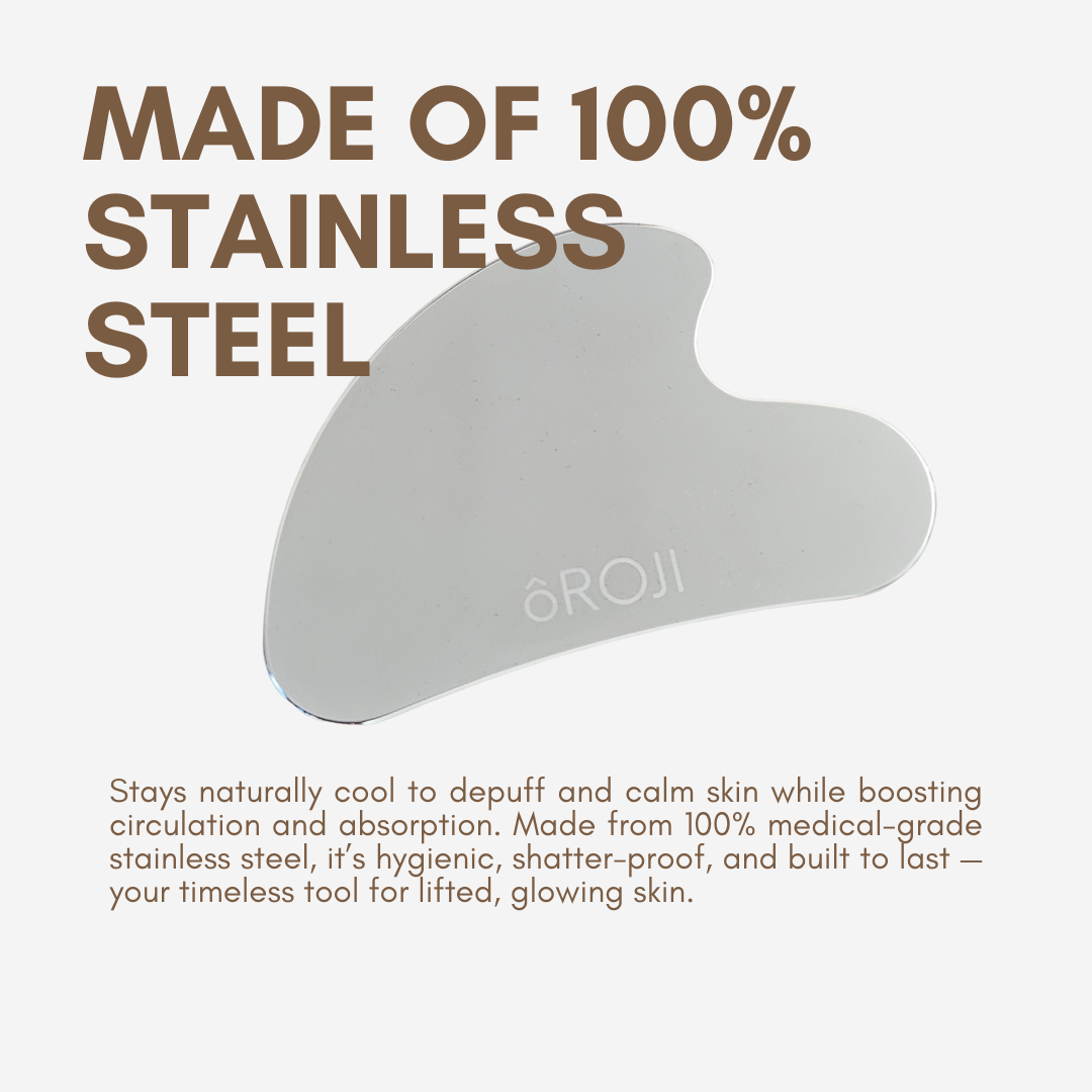 ÔROJI Stainless Steel Gua Sha : Sculpt Smooth Glow: Face•Neck•Décolleté